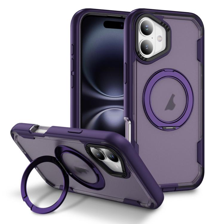 For iPhone 17 Defend Rugged Gear Holder MagSafe Phone Case(Purple + Dark Purple)