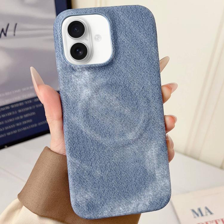 For iPhone 17 Denim MagSafe Magnetic PC + PU Phone Case(Grayish Blue)