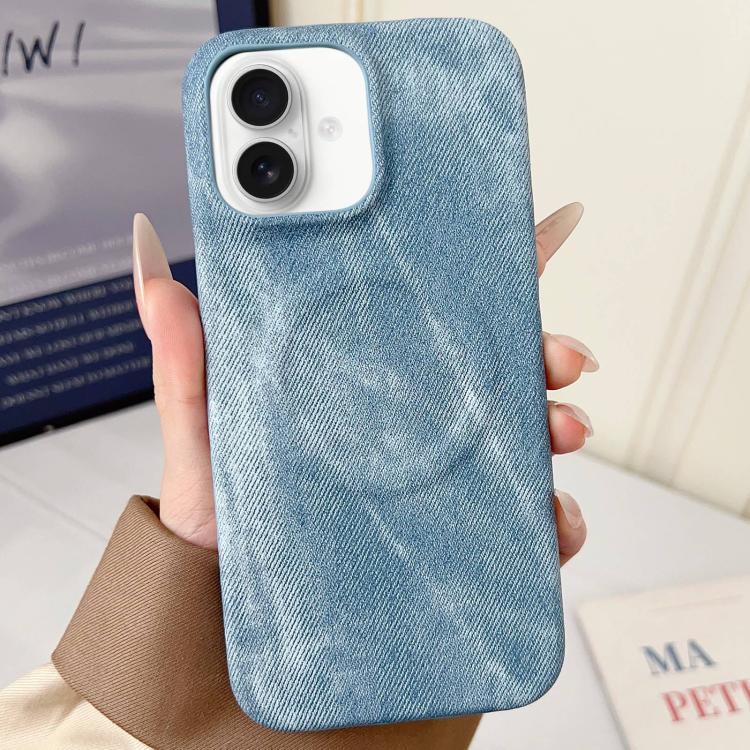 For iPhone 17 Denim MagSafe Magnetic PC + PU Phone Case(Light Blue)