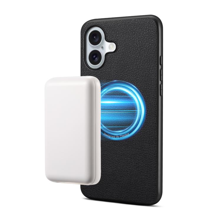 For iPhone 17 Denior A08 PU Vegan Leather Calfskin Texture Magnetic Phone Case(Black)