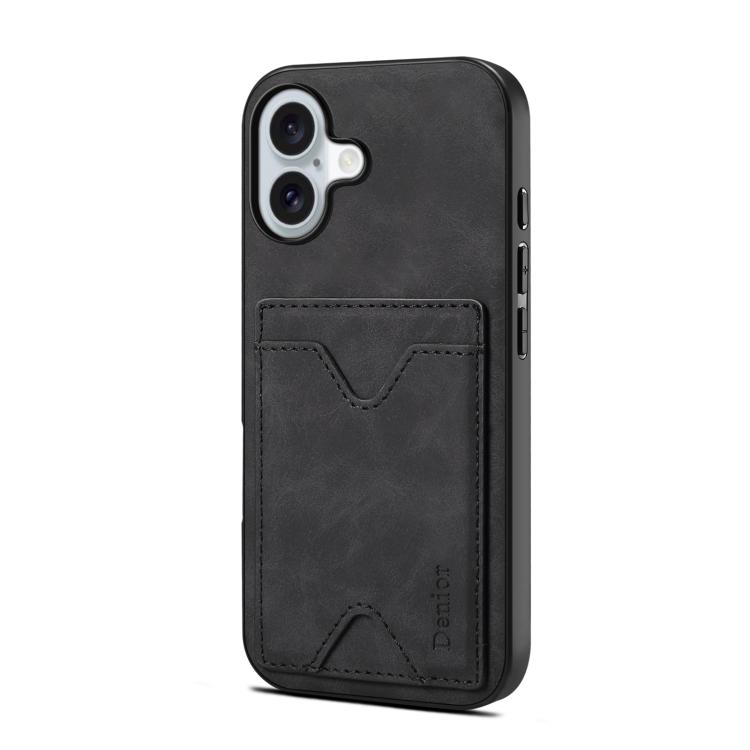 For iPhone 17 Denior D06 PU Back Cover Card Slot Holder Phone Case(Black)