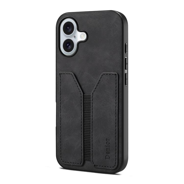 For iPhone 17 Denior D07 DV Elastic Card Slot PU Back Cover Phone Case(Black)