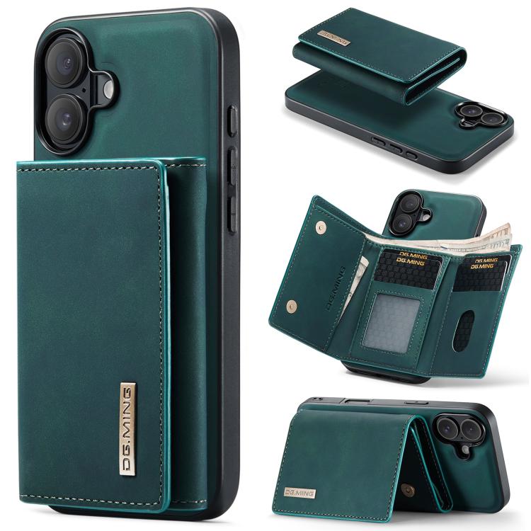 For iPhone 17 DG.MING M1 Series 3-Fold Multi Card Wallet Leather Phone Case(Green)