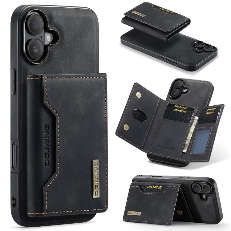 For iPhone 17 DG.MING M2 Series 3-Fold Card Bag Wallet Leather Phone Case(Black)