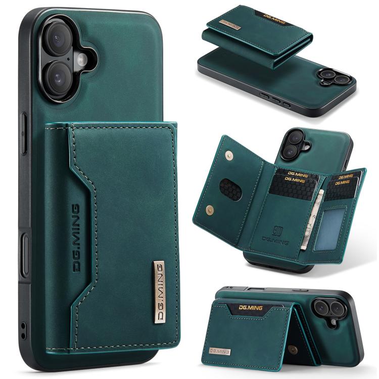 For iPhone 17 DG.MING M2 Series 3-Fold Card Bag Wallet Leather Phone Case(Green)