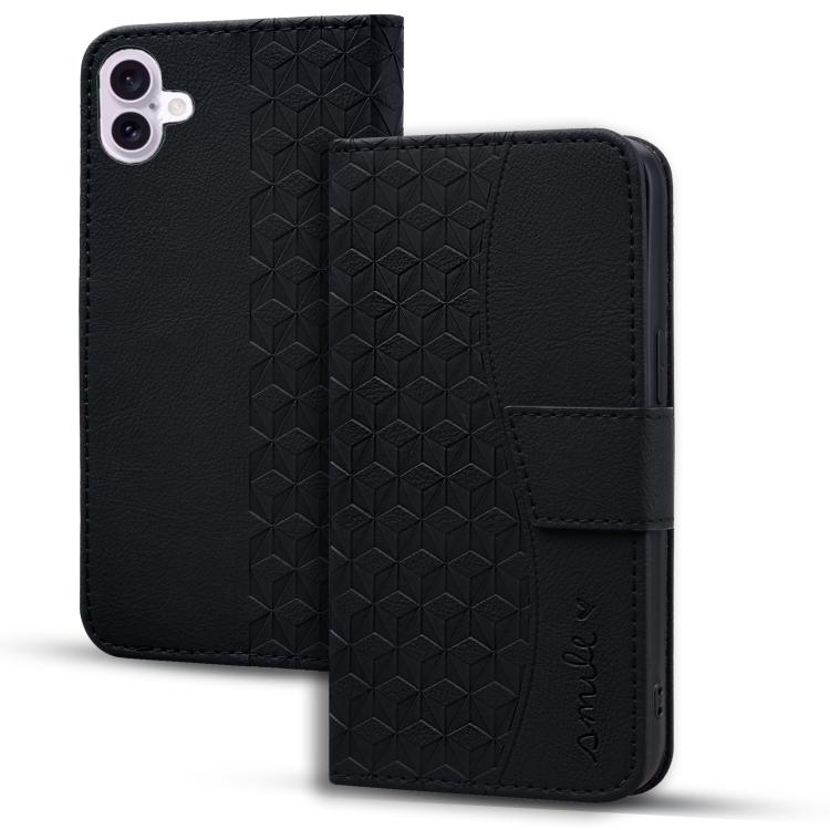 For iPhone 17 Diamond Buckle Leather Phone Case with Lanyard(Black)