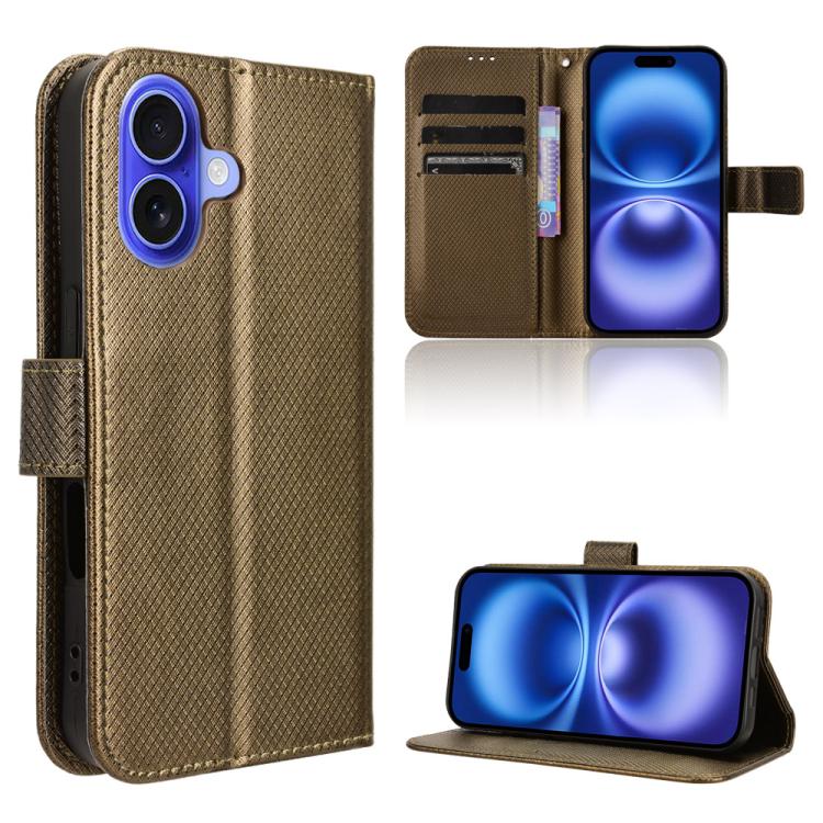 For iPhone 17 Diamond Texture Leather Phone Case(Brown)