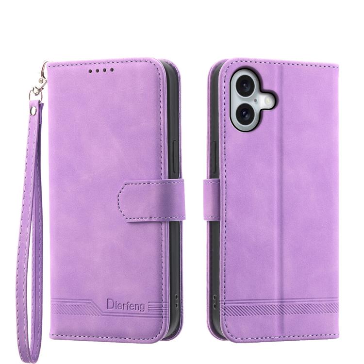 For iPhone 17 Dierfeng Dream Line TPU Hybrid PU Leather Phone Case(Purple)