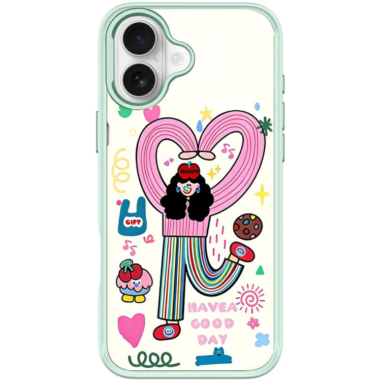 For iPhone 17 Dopamine Girl Pattern Magnetic Phone Case(Light Green)