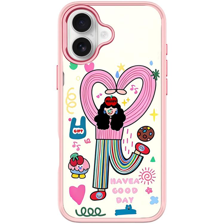 For iPhone 17 Dopamine Girl Pattern Magnetic Phone Case(Pink)