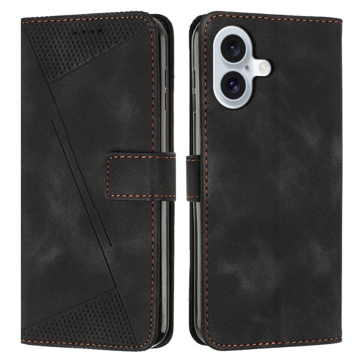 For iPhone 17 Dream Triangle Leather Phone Case with Lanyard(Black)