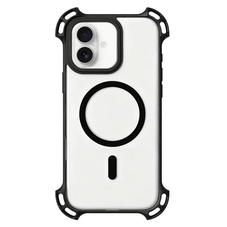 For iPhone 17 Drone-Style Four-Corner Shockproof Acrylic MagSafe Phone Case(Black)