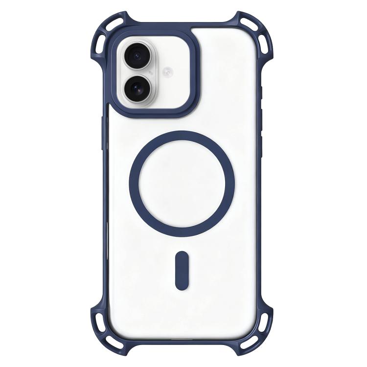 For iPhone 17 Drone-Style Four-Corner Shockproof Acrylic MagSafe Phone Case(Blue)