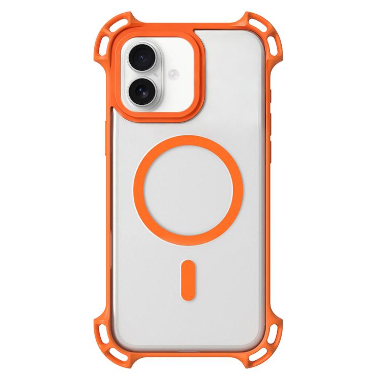For iPhone 17 Drone-Style Four-Corner Shockproof Acrylic MagSafe Phone Case(Orange)