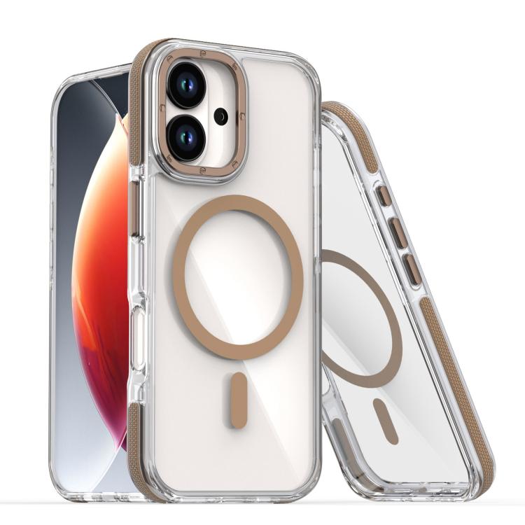 For iPhone 17 Dual-Color Clear Acrylic Hybrid TPU MagSafe Phone Case(Desert Gold)