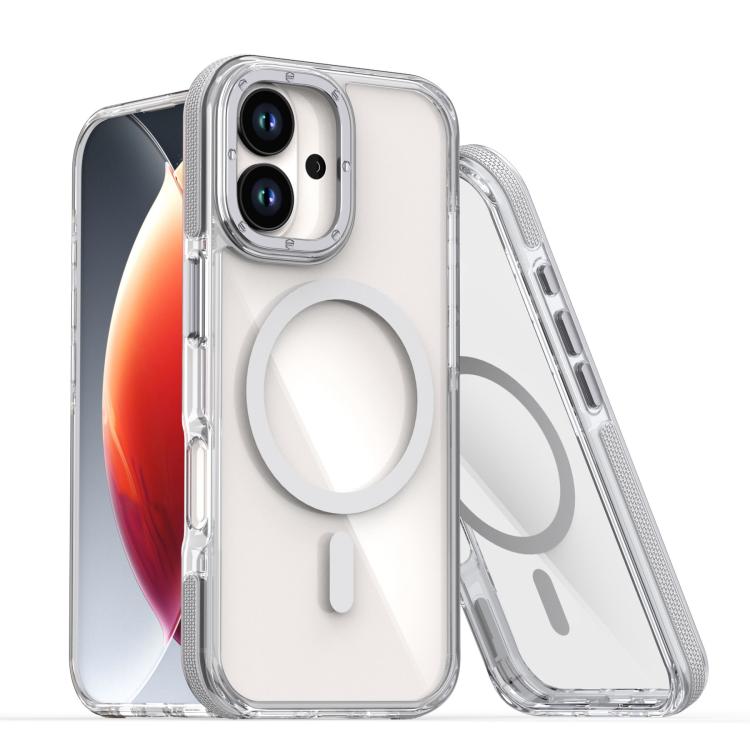 For iPhone 17 Dual-Color Clear Acrylic Hybrid TPU MagSafe Phone Case(Grey)
