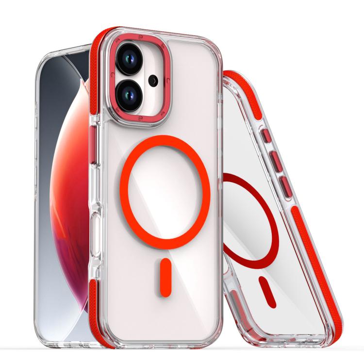 For iPhone 17 Dual-Color Clear Acrylic Hybrid TPU MagSafe Phone Case(Red)