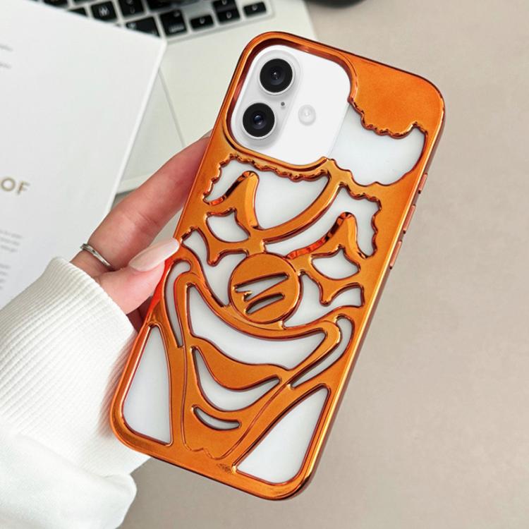 For iPhone 17 Electroplated Hollow Out Clown Heat Dissipation TPU Phone Case(Orange)