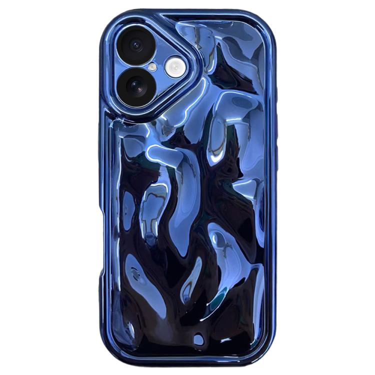 For iPhone 17 Electroplating Meteorite Texture TPU Phone Case(Blue)