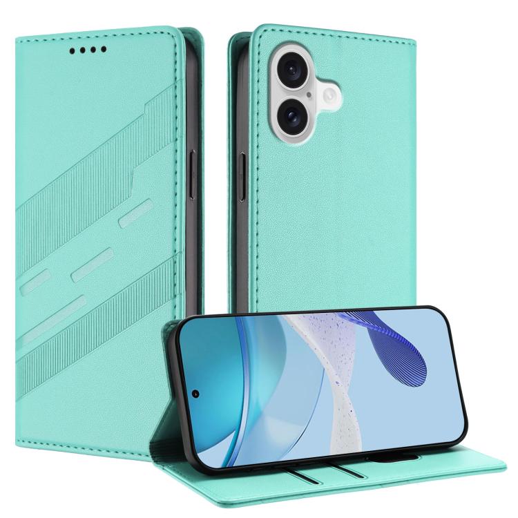 For iPhone 17 Embossed Multi-functional Wallet Retro Leather Phone Case(Mint Green)
