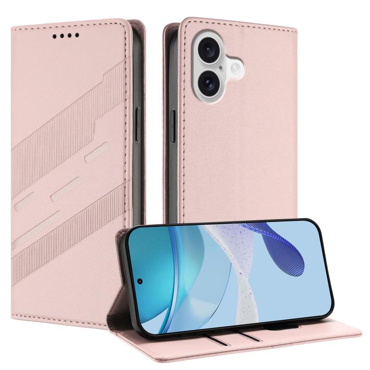 For iPhone 17 Embossed Multi-functional Wallet Retro Leather Phone Case(Pink)