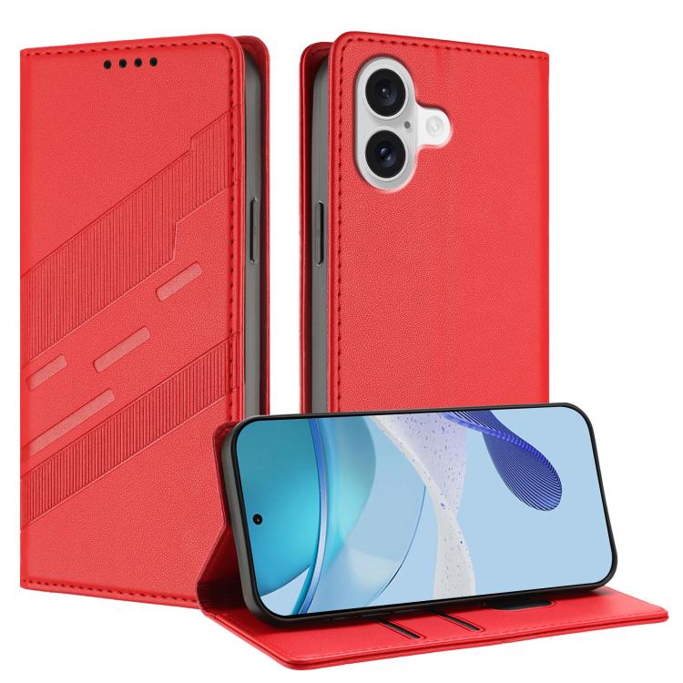 For iPhone 17 Embossed Multi-functional Wallet Retro Leather Phone Case(Red)
