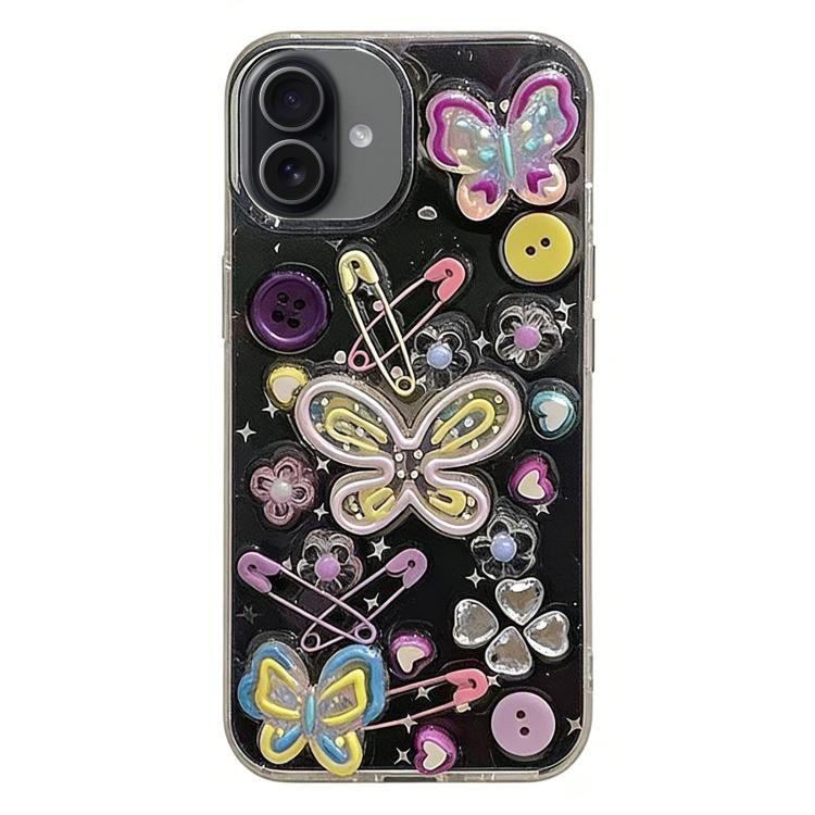 For iPhone 17 Epoxy Dopamine Butterfly Acrylic Phone Case(Black)