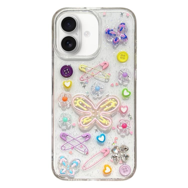 For iPhone 17 Epoxy Dopamine Butterfly Acrylic Phone Case(Transparent)