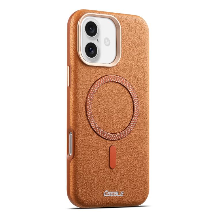 For iPhone 17 ESEBLE L2 Litchi Texture Metal Lens Magnetic Phone Case(Brown)