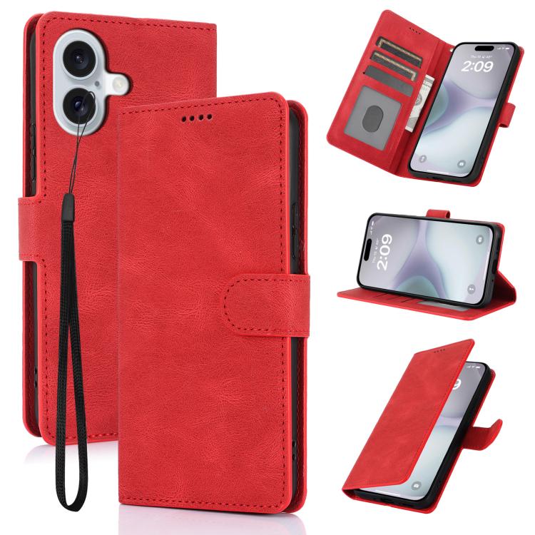 For iPhone 17 Fantasy Skin-feel Calfskin Texture Leather Phone Case(Red)