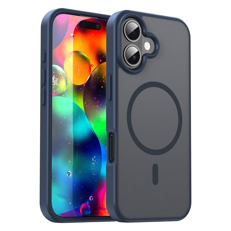 For iPhone 17 Fanying Series PC Hybrid TPU Translucent Frosted MagSafe Phone Case(Cyan Blue)