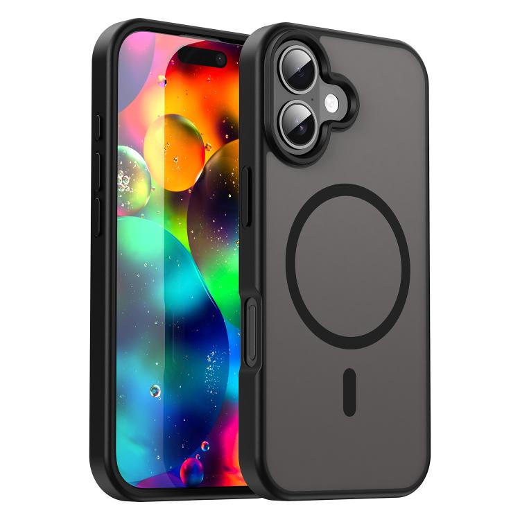 For iPhone 17 Fanying Series PC Hybrid TPU Translucent Frosted MagSafe Phone Case(Translucent Black)