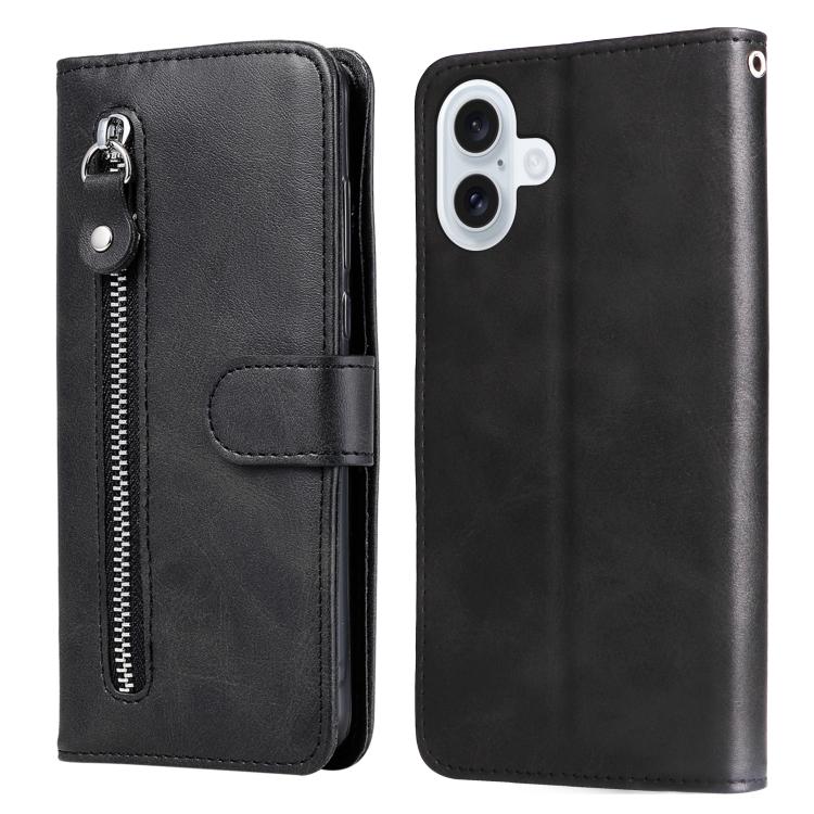 For iPhone 17 Fashion Calf Texture Zipper Leather Phone Case(Black)