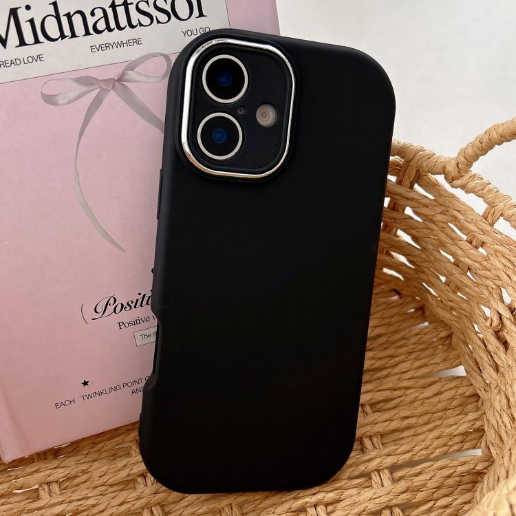For iPhone 17 Fat Dun Solid Color Metal Photo Frame TPU Phone Case(Black)