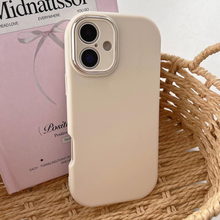 For iPhone 17 Fat Dun Solid Color Metal Photo Frame TPU Phone Case(Khaki)