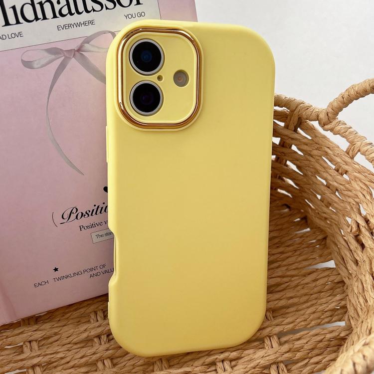 For iPhone 17 Fat Dun Solid Color Metal Photo Frame TPU Phone Case(Yellow)
