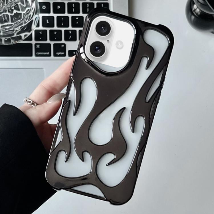For iPhone 17 Flame Hollow Cooling Electroplated TPU Phone Case(Black)