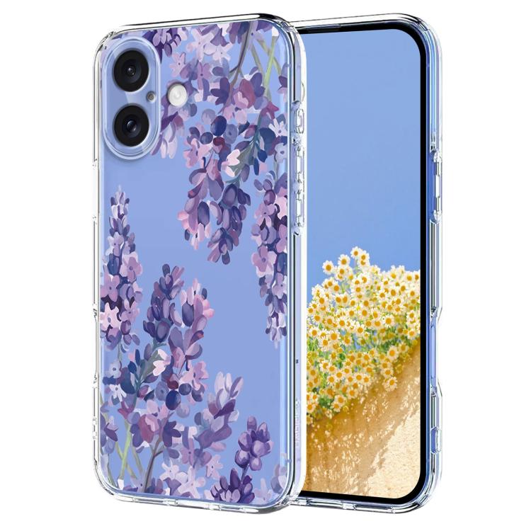 For iPhone 17 Flower Pattern Painted TPU Phone Case(Wisteria)