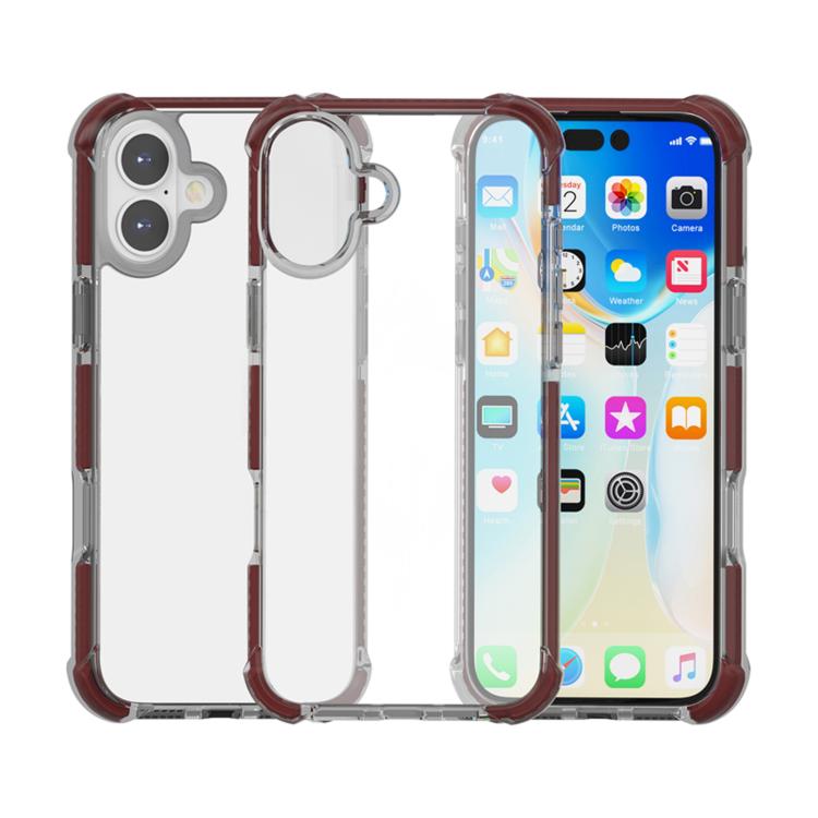 For iPhone 17 Four-corner Shockproof TPU Hybrid Acrylic Phone Case(Brown)
