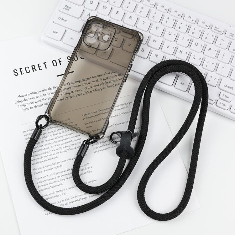 For iPhone 17 Four-corner Shockproof TPU Phone Case with Lanyard(Black)