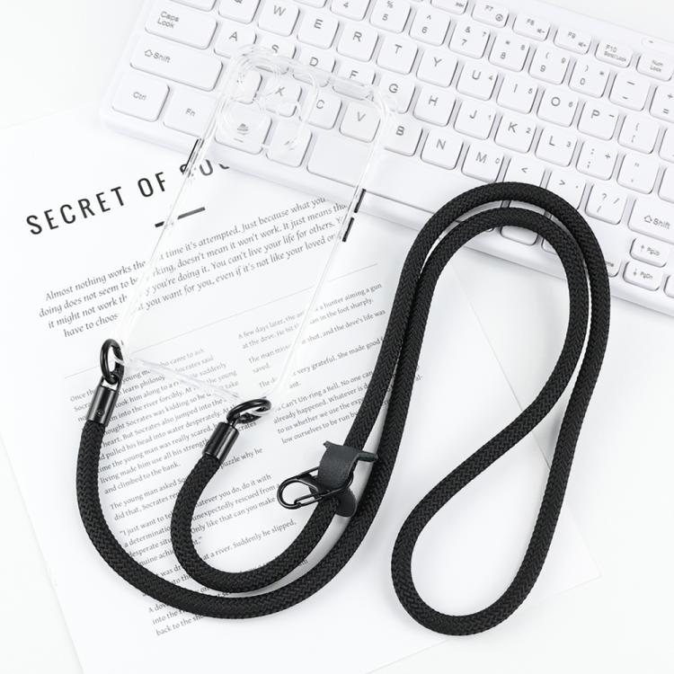 For iPhone 17 Four-corner Shockproof TPU Phone Case with Lanyard(Transparent Black Key)