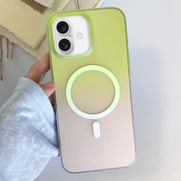 For iPhone 17 Frosted Gradient TPU Magnetic Phone Case(Green)