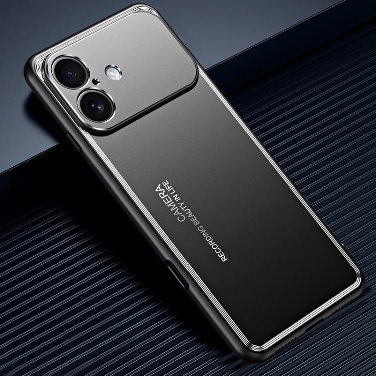 For iPhone 17 Frosted Metal Phone Case(Black)