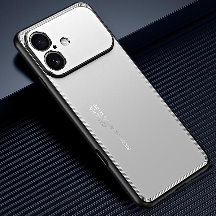 For iPhone 17 Frosted Metal Phone Case(Silver)