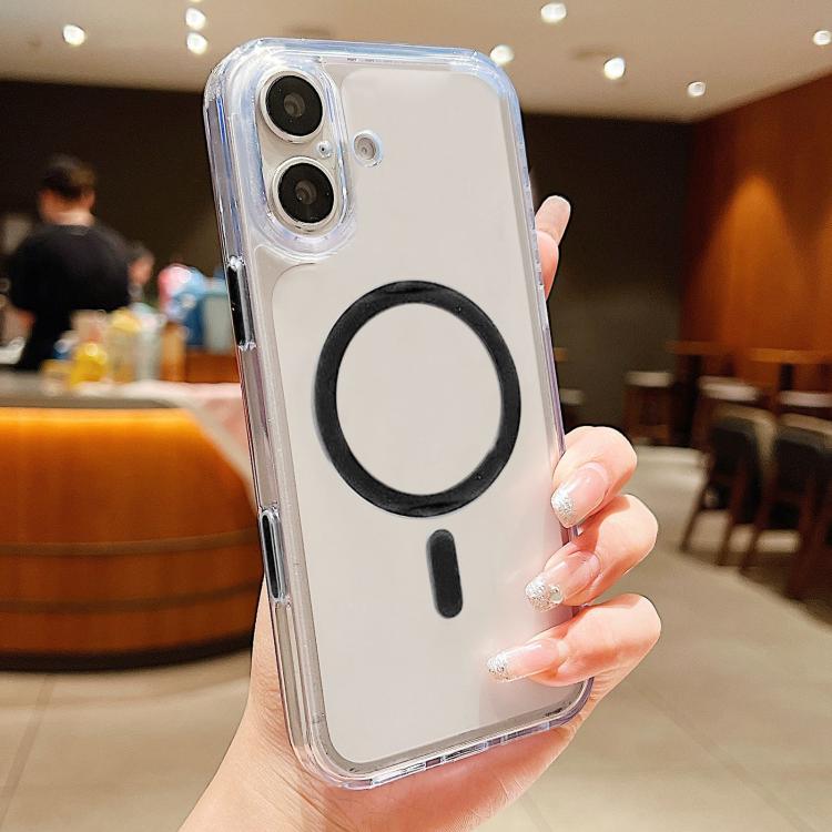 For iPhone 17 Frosted PC Hybrid TPU Magnetic Phone Case with AI Sensing Key(Black)