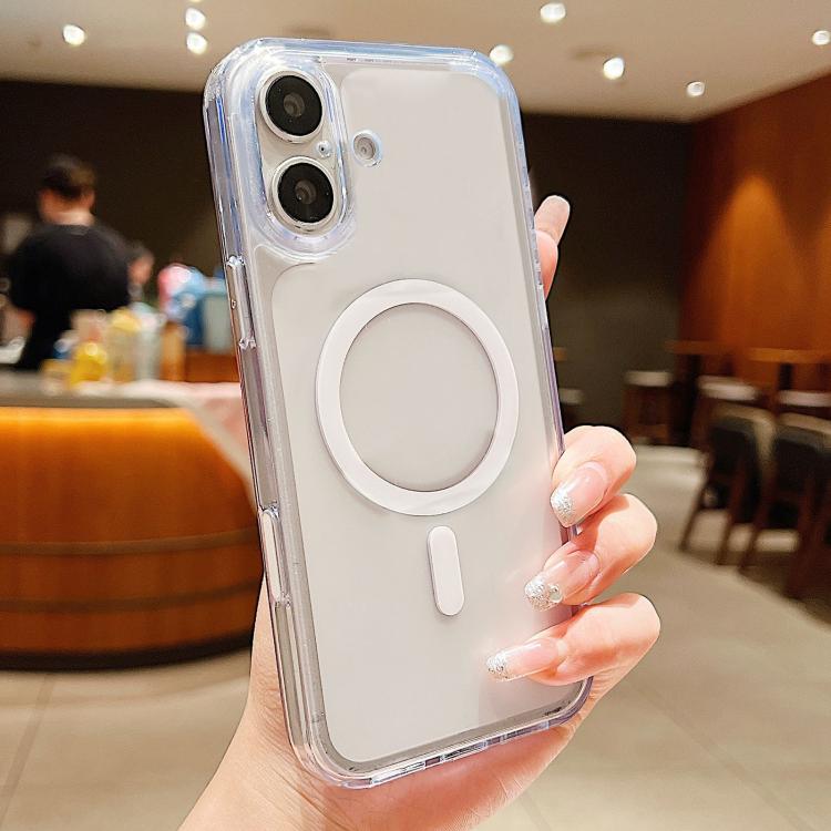 For iPhone 17 Frosted PC Hybrid TPU Magnetic Phone Case with AI Sensing Key(White)