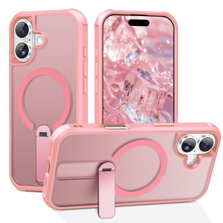 For iPhone 17 Fulcrum Standing Bracket MagSafe Phone Case(Pink)