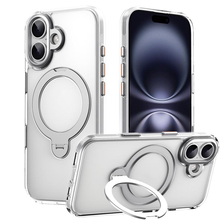 For iPhone 17 Gear-Style Stress Relief 360 Rotation Holder MagSafe Phone Case(Transparent)