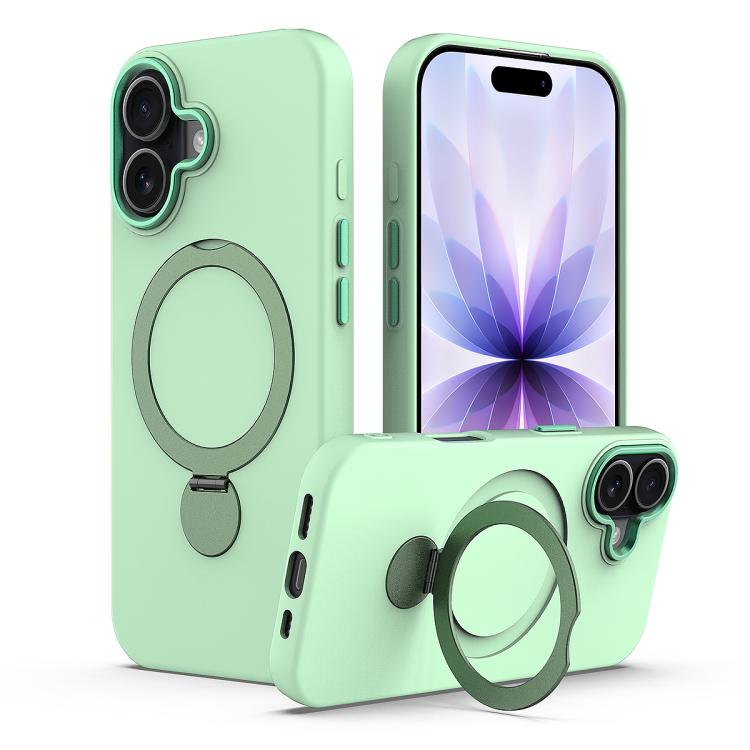 For iPhone 17 Gen1.5 Pivot Ring Holder TPU Hybrid PC Phone Case(Green)