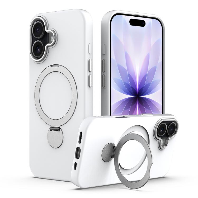 For iPhone 17 Gen1.5 Pivot Ring Holder TPU Hybrid PC Phone Case(White)
